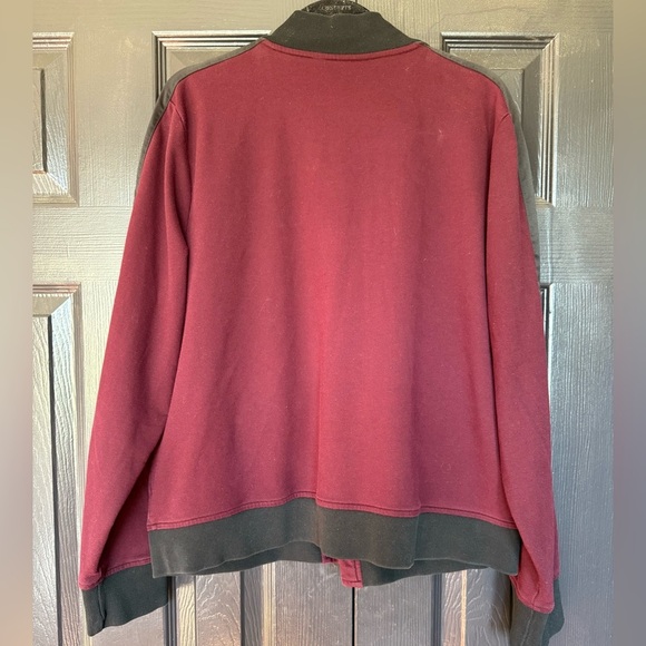 Y2K Polo Ralph Lauren Full Zip Maroon Bomber Jacket with Black Satin Stripe XXL - Picture 6 of 9